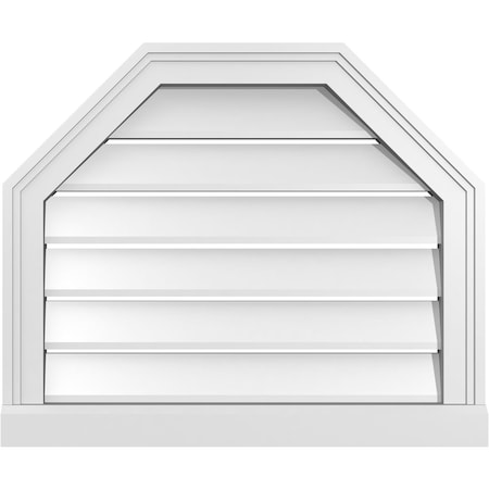 Ekena Millwork Octagonal Top Surface Mount PVC Gable Vent w/ 2"W x 2"P Brickmould Sill Frame, 24"W x 20"H GVPOT24X2003SF